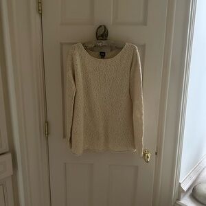 Eileen Fisher Boat Neck Sweater-pale yellow and white-L